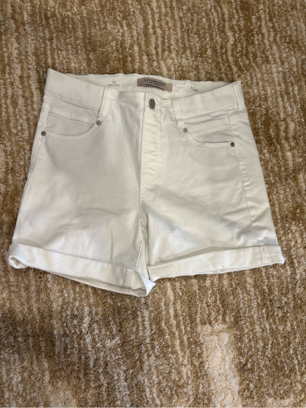 Liverpool White Denim Roll-Cuff Women's Shorts size 6